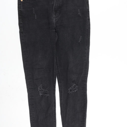 Denim & Co. Womens Grey Cotton Skinny Jeans Size 12 L27 in Regular Zip