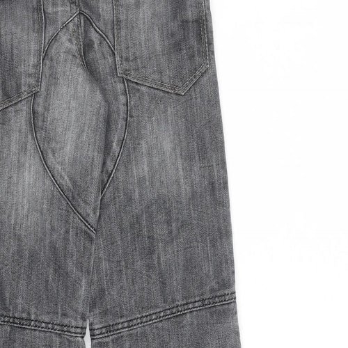 Denim & Co. Boys Grey Cotton Straight Jeans Size 5-6 Years Regular Zip