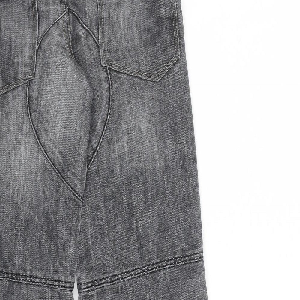 Denim & Co. Boys Grey Cotton Straight Jeans Size 5-6 Years Regular Zip