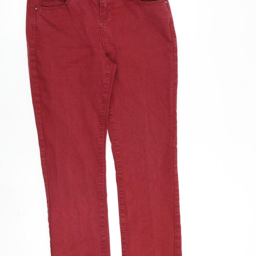 TU Womens Red Cotton Straight Jeans Size 10 L29 in Regular Zip