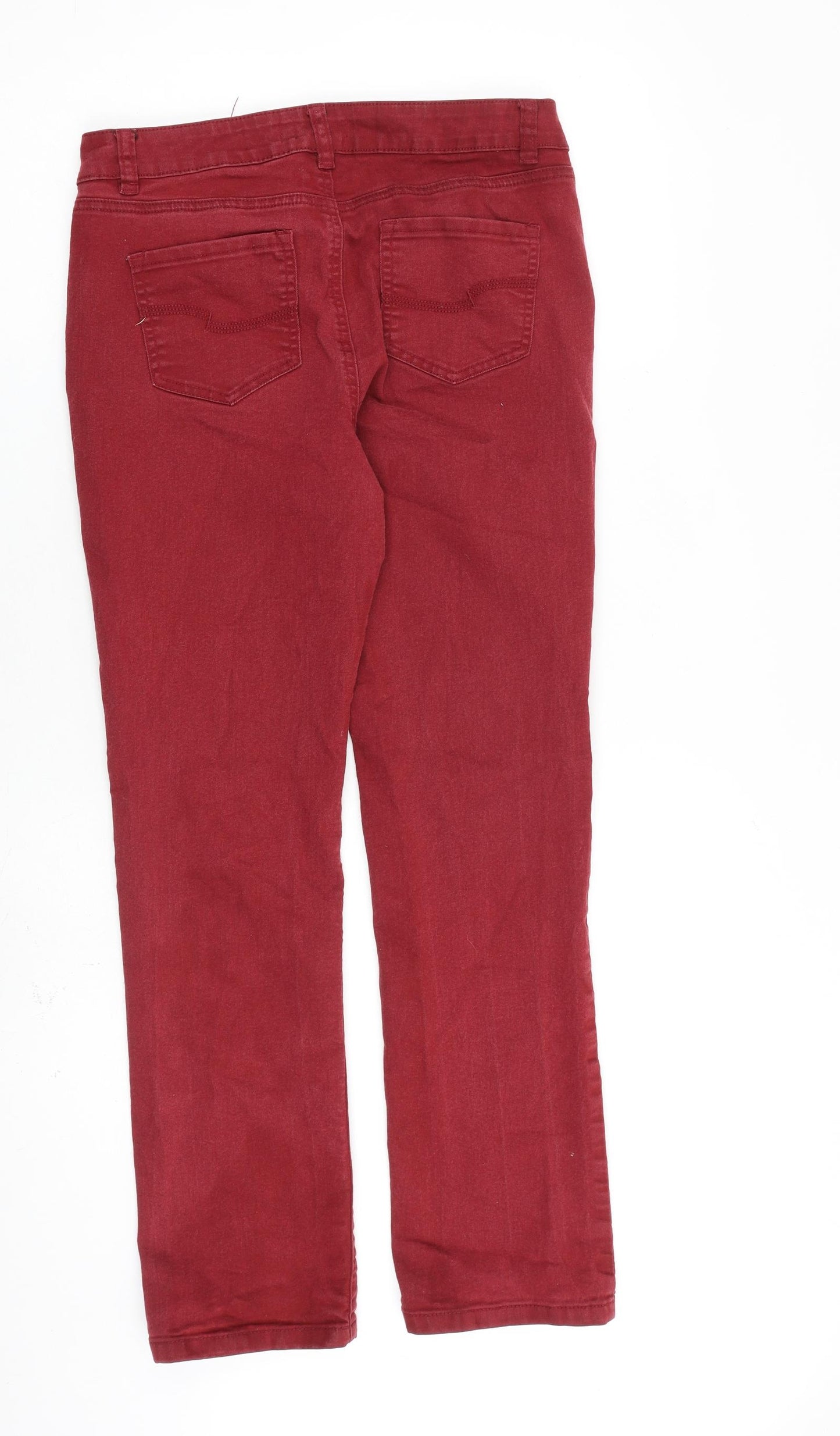 TU Womens Red Cotton Straight Jeans Size 10 L29 in Regular Zip