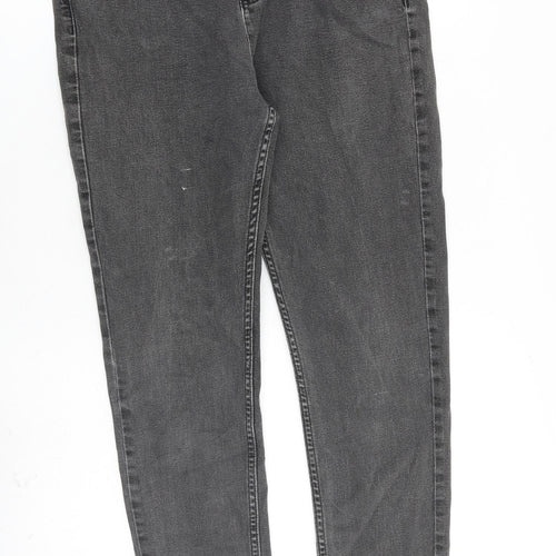 Marks and Spencer Womens Grey Cotton Skinny Jeans Size 14 L30 in Regular Zip