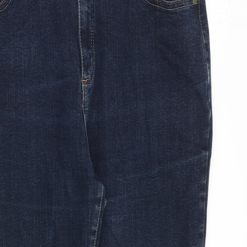Per Una Womens Blue Cotton Tapered Jeans Size 16 L26 in Regular Zip