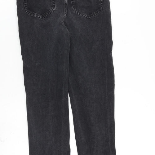Marks and Spencer Womens Grey Cotton Straight Jeans Size 12 L28 in Regular Zip