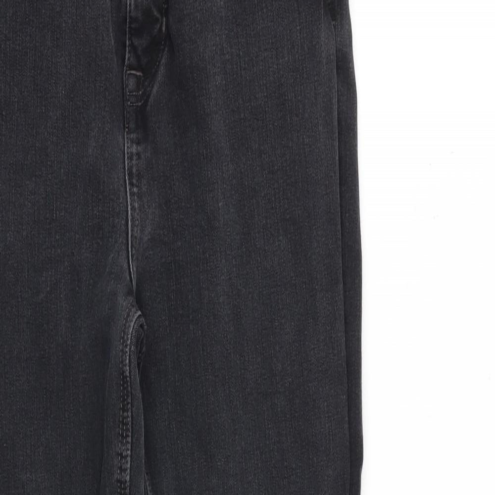 Marks and Spencer Womens Grey Cotton Straight Jeans Size 12 L28 in Regular Zip