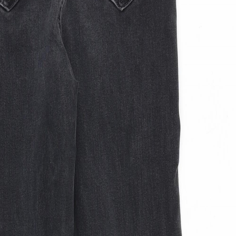 Marks and Spencer Womens Grey Cotton Straight Jeans Size 12 L28 in Regular Zip