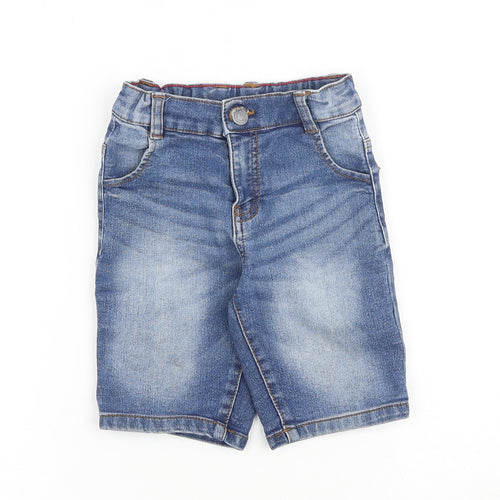 Little Kids Boys Blue Cotton Bermuda Shorts Size 4-5 Years Regular Zip