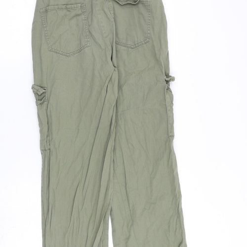 New Look Girls Green Cotton Cargo Trousers Size 14 Years Regular Zip