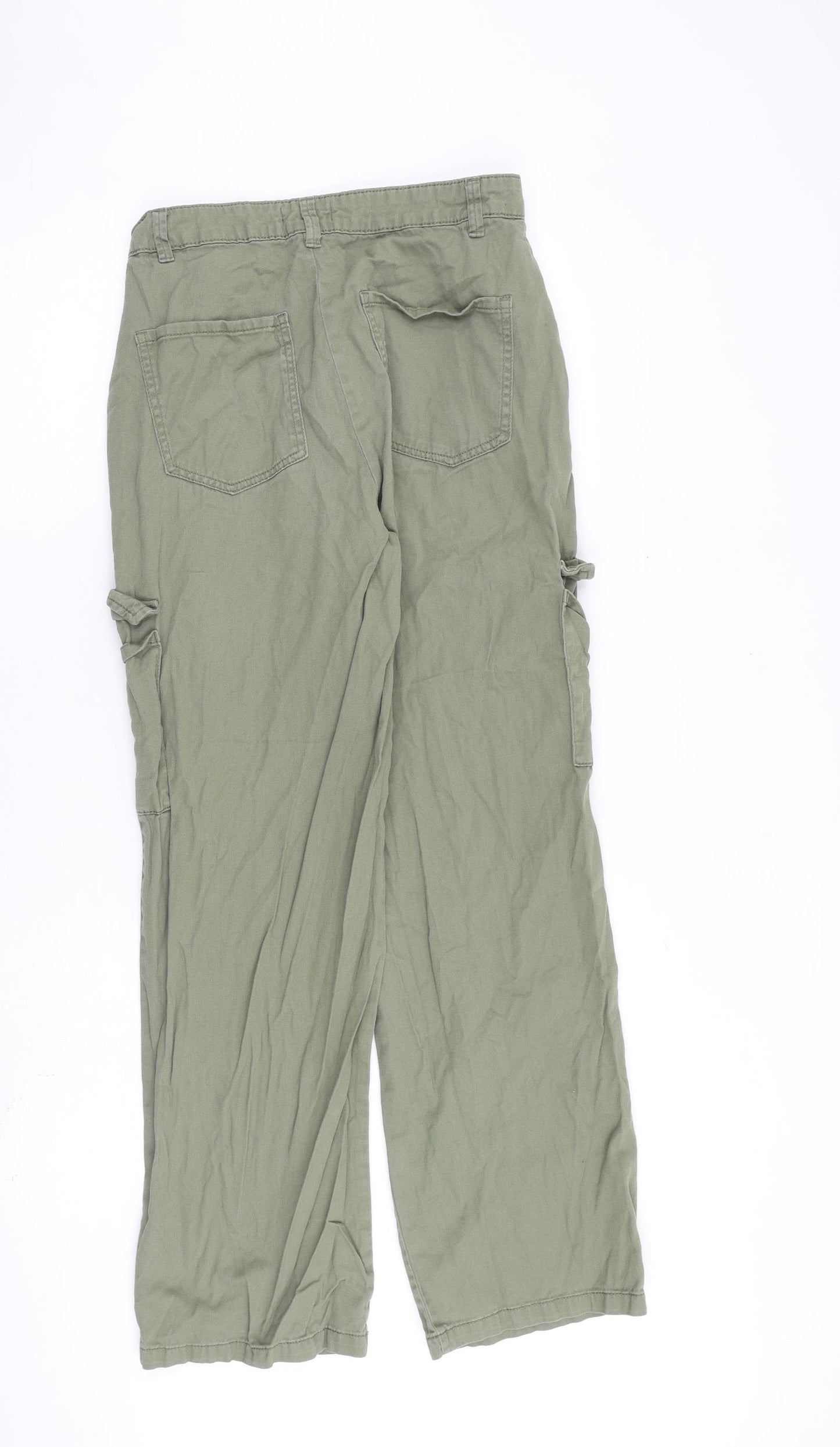 New Look Girls Green Cotton Cargo Trousers Size 14 Years Regular Zip