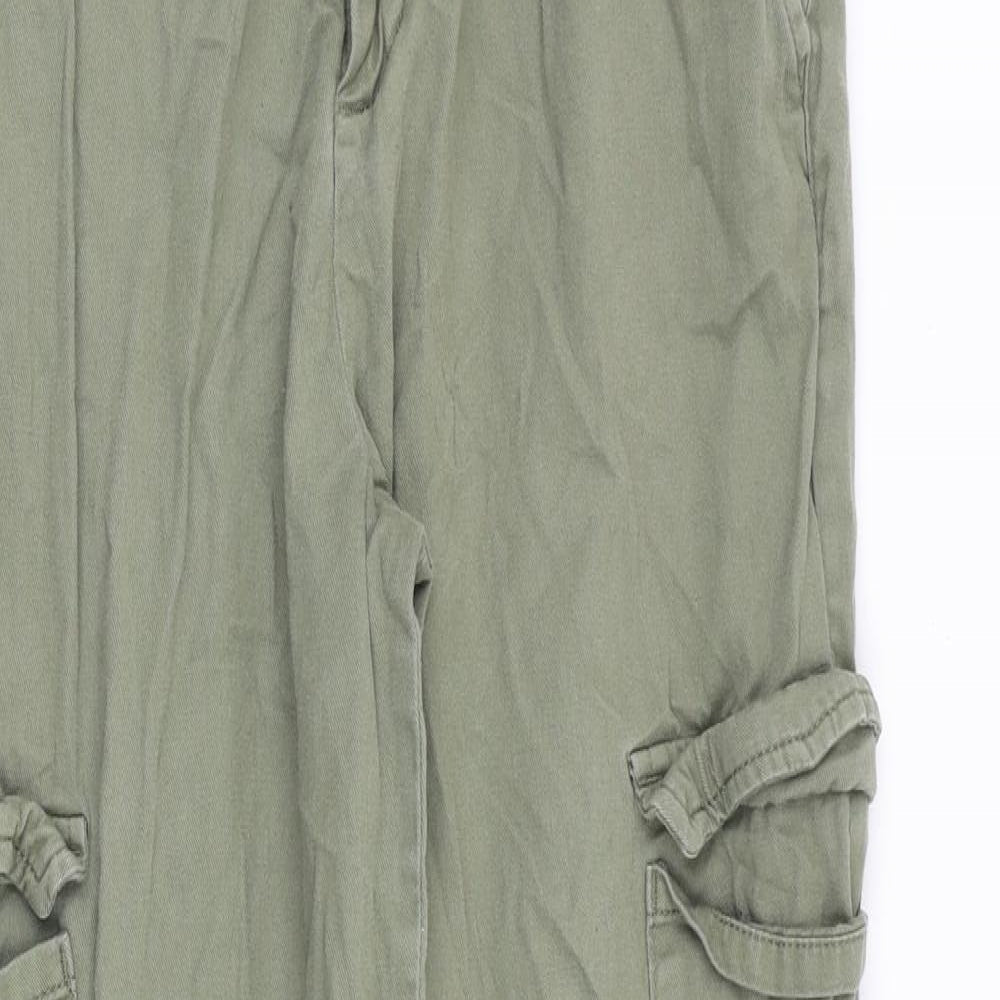 New Look Girls Green Cotton Cargo Trousers Size 14 Years Regular Zip