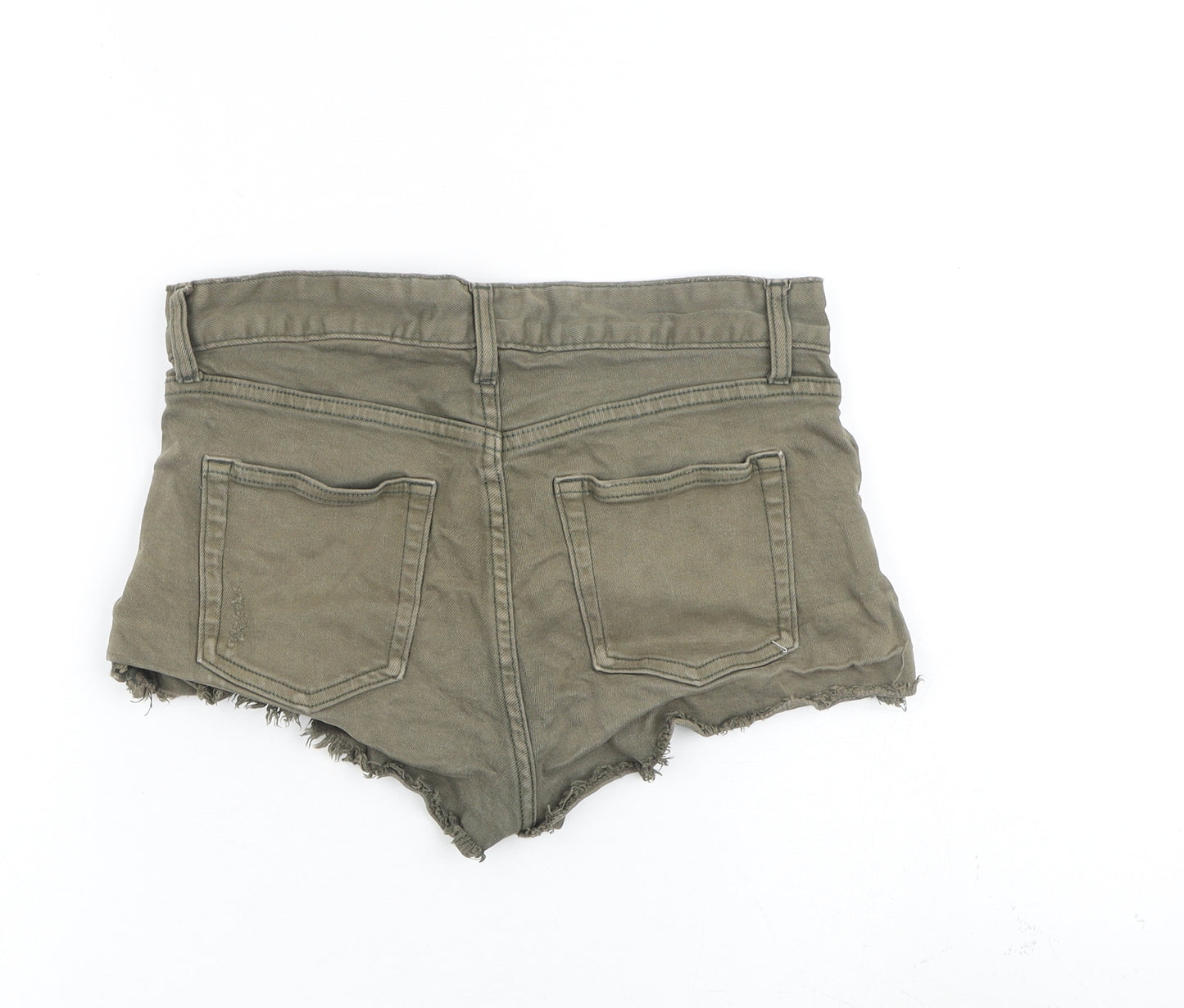 H&M Womens Grey Cotton Cut-Off Shorts Size 6 Regular Zip
