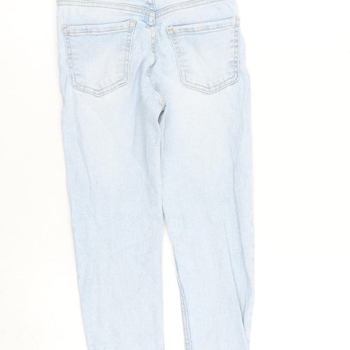Zara Girls Blue 100% Cotton Boyfriend Jeans Size 7 Years Regular Zip