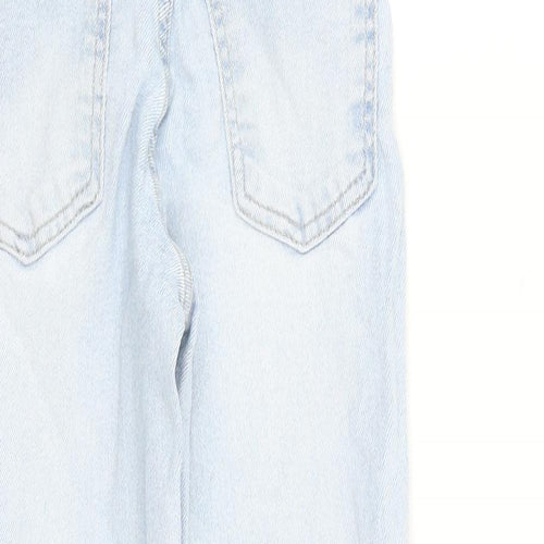 Zara Girls Blue 100% Cotton Boyfriend Jeans Size 7 Years Regular Zip