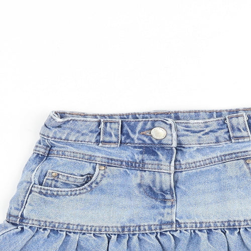 NEXT Girls Blue 100% Cotton Mini Skirt Size 4 Years Regular Zip