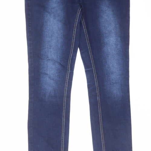 Del Monte Womens Blue Herringbone Cotton Skinny Jeans Size 30 in L32 in Regular Zip
