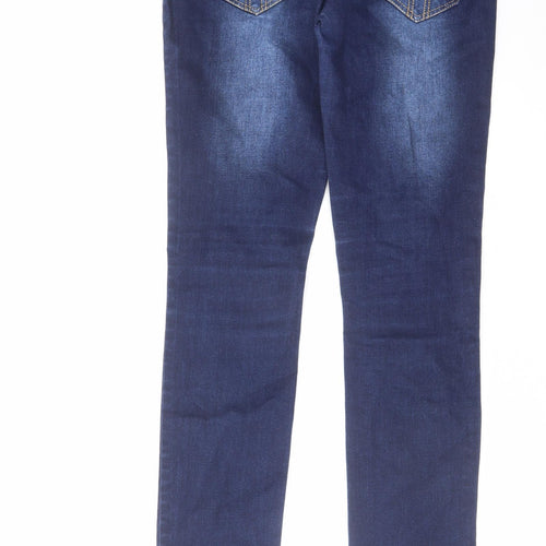 Del Monte Womens Blue Herringbone Cotton Skinny Jeans Size 30 in L32 in Regular Zip