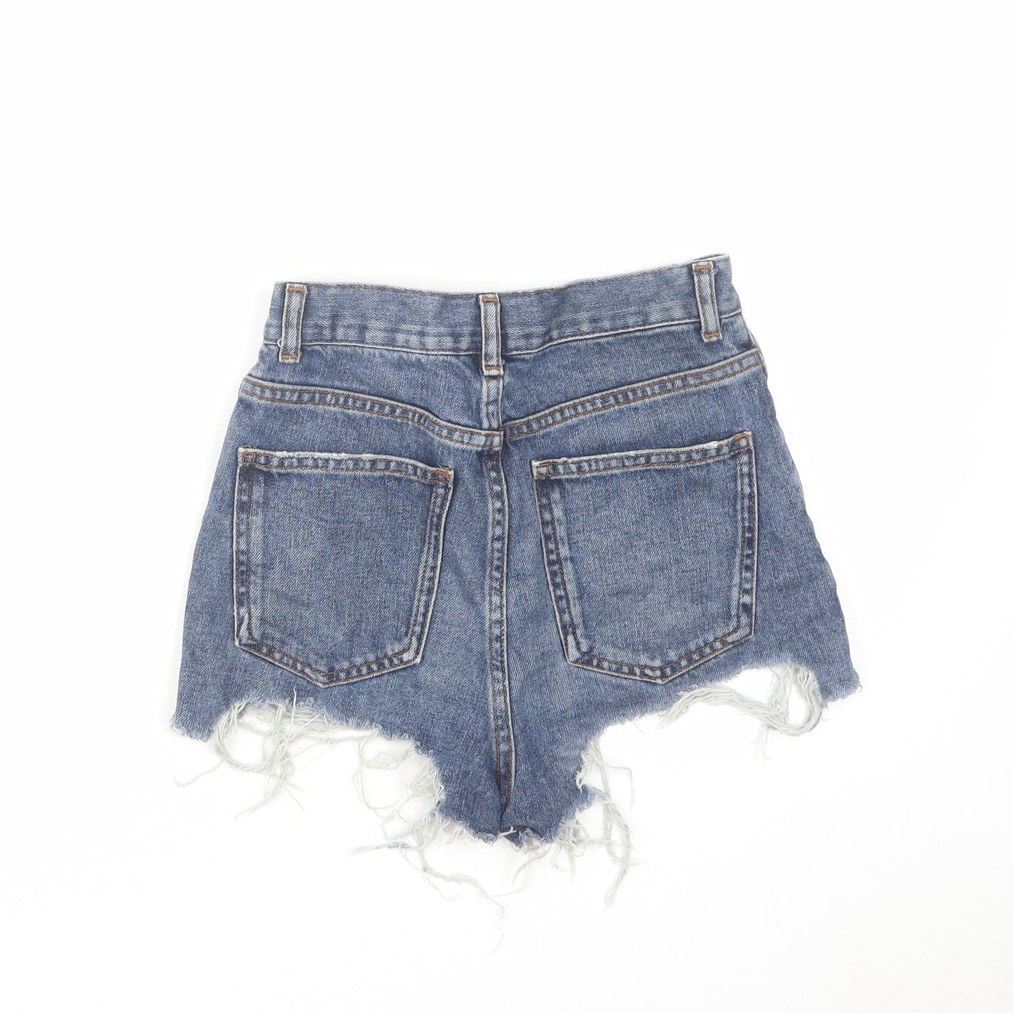 Topshop Womens Blue Cotton Cut-Off Shorts Size 24 in Regular Zip
