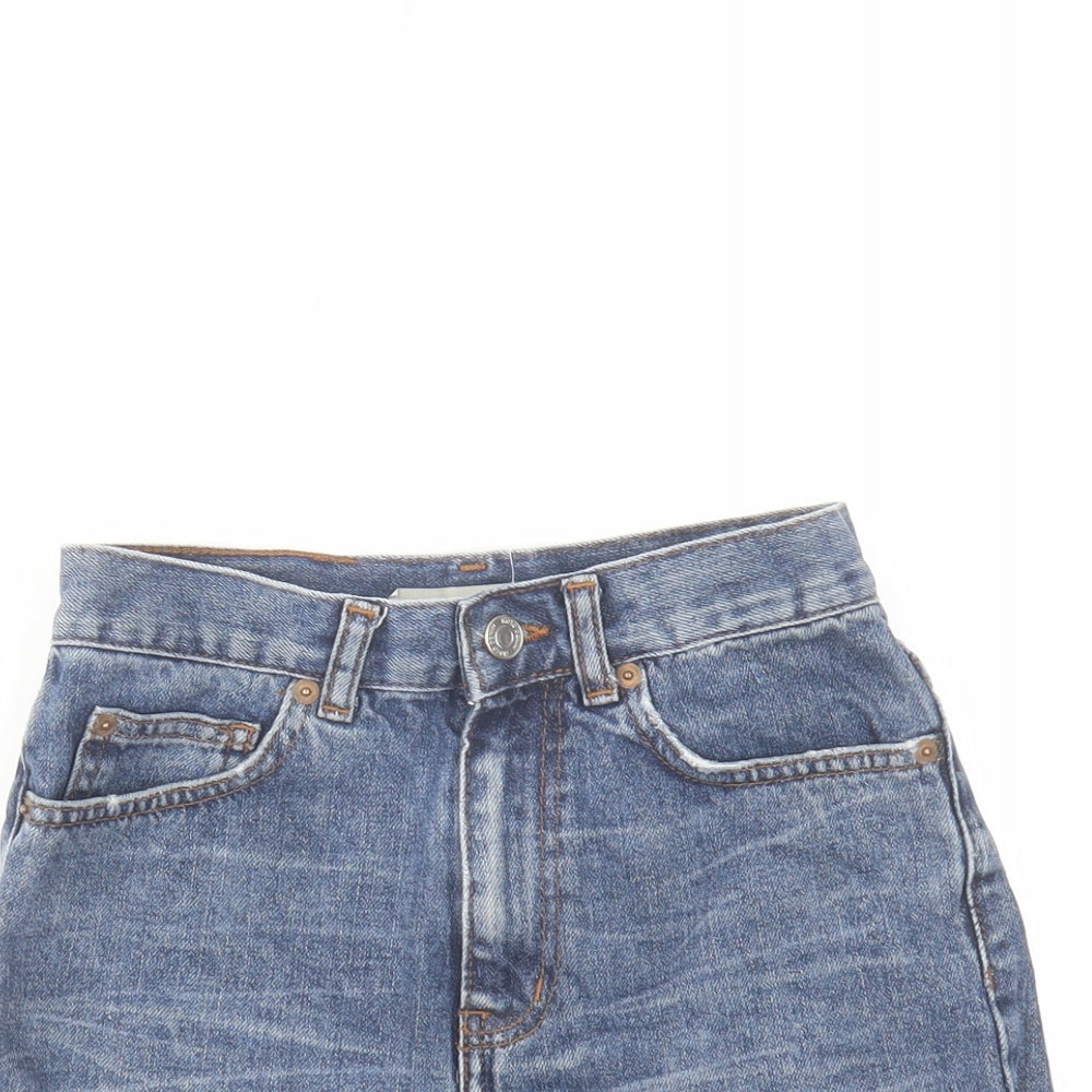 Topshop Womens Blue Cotton Cut-Off Shorts Size 24 in Regular Zip