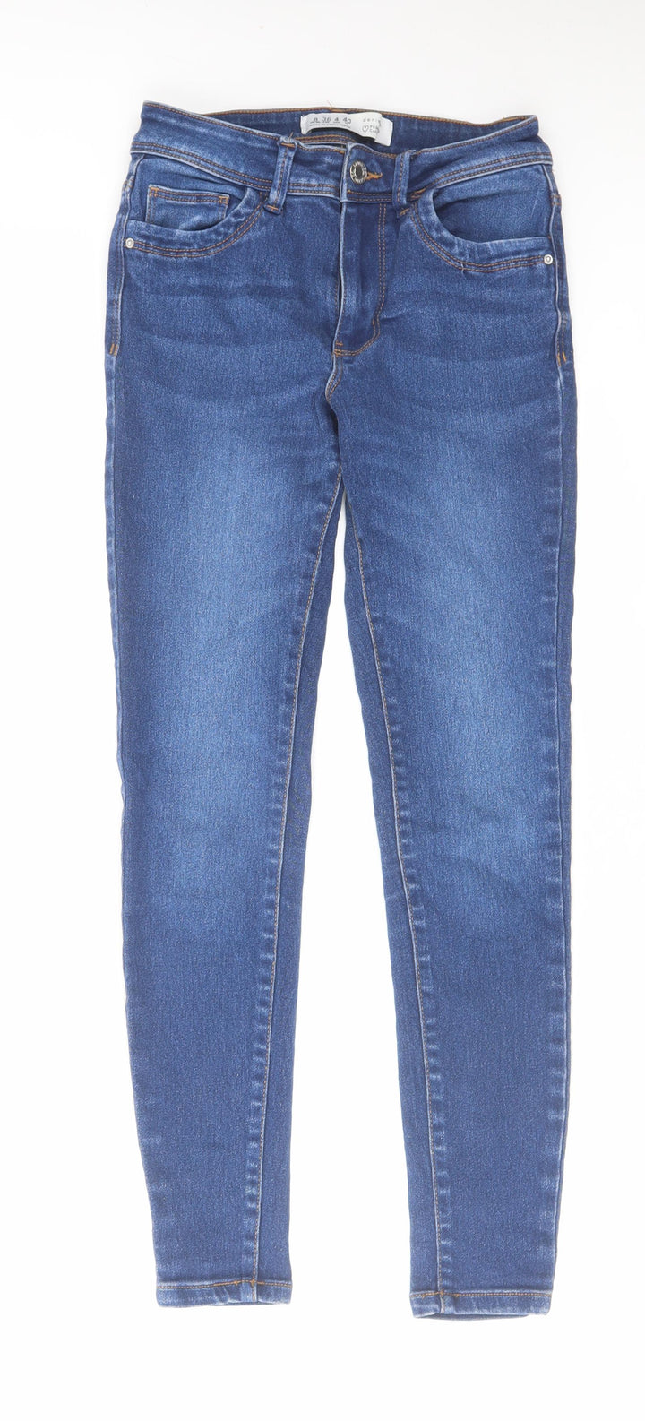 Denim & Co. Womens Blue Cotton Skinny Jeans Size 8 L27 in Regular Zip