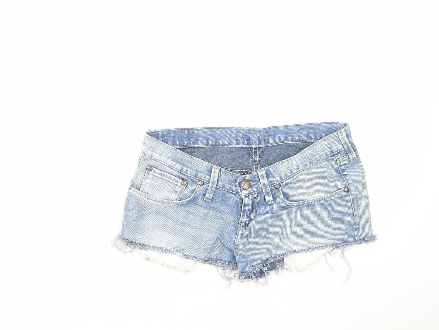 Meltin' Pot Womens Blue Cotton Hot Pants Shorts Size 30 in Regular Zip
