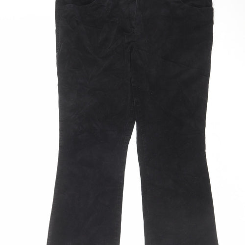Marks and Spencer Womens Black Cotton Trousers Size 34 in L25 in Regular Zip