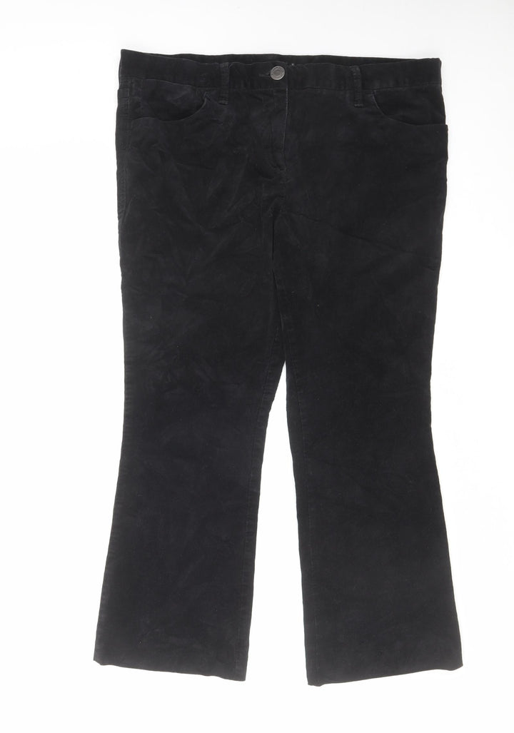 Marks and Spencer Womens Black Cotton Trousers Size 34 in L25 in Regular Zip
