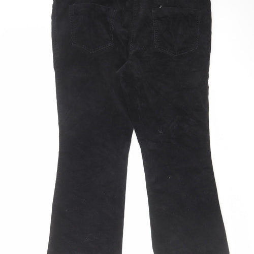 Marks and Spencer Womens Black Cotton Trousers Size 34 in L25 in Regular Zip