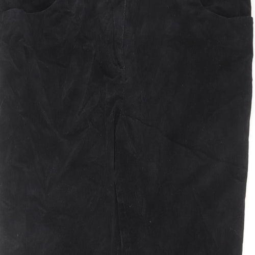 Marks and Spencer Womens Black Cotton Trousers Size 34 in L25 in Regular Zip