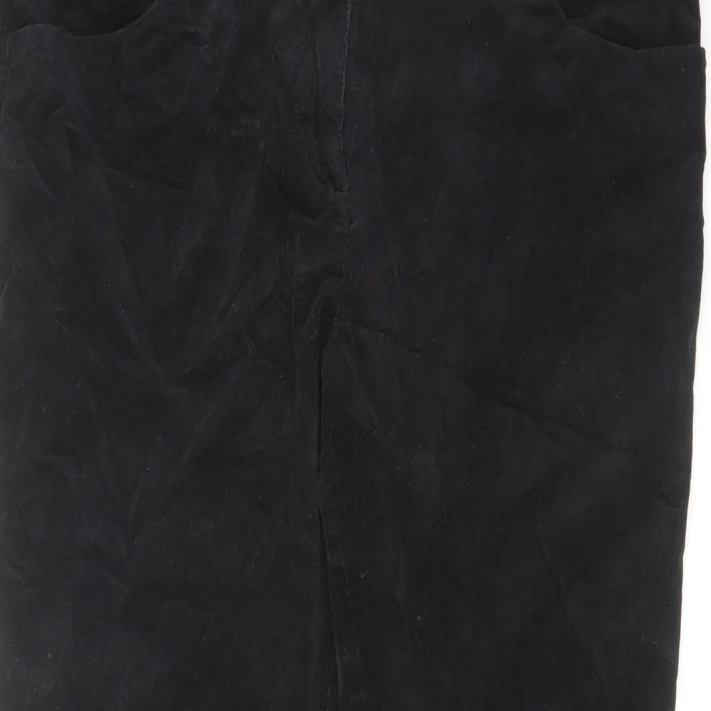 Marks and Spencer Womens Black Cotton Trousers Size 34 in L25 in Regular Zip