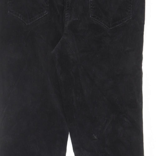 Marks and Spencer Womens Black Cotton Trousers Size 34 in L25 in Regular Zip