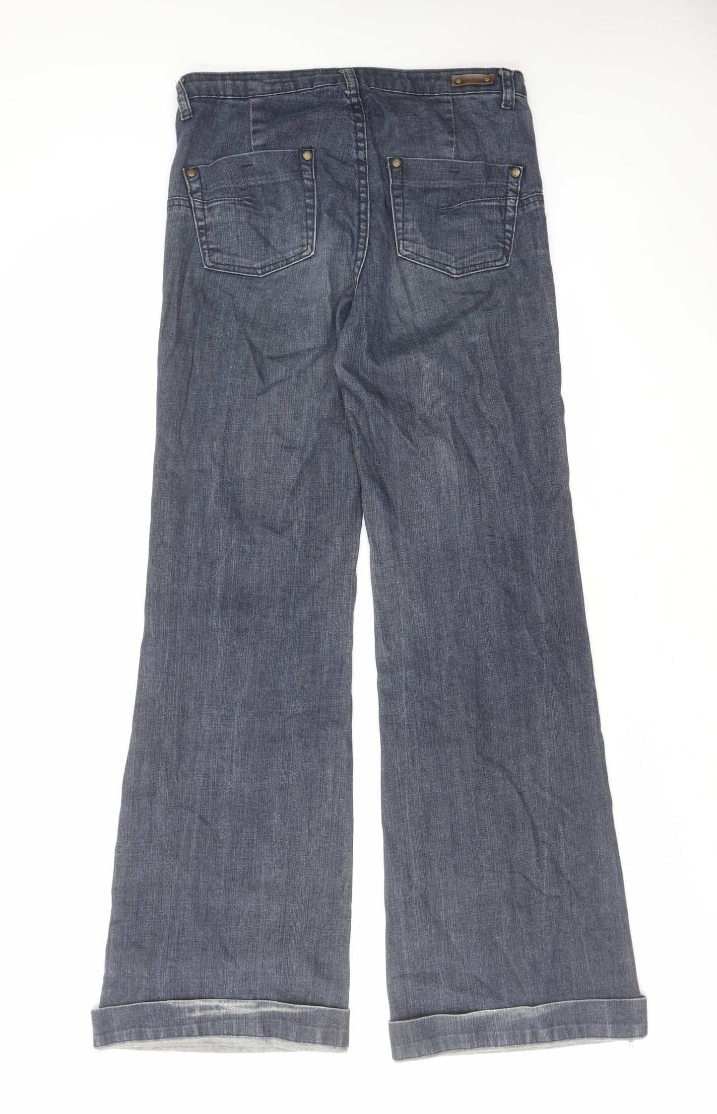 Mango Womens Blue Cotton Bootcut Jeans Size 10 L31 in Regular Zip