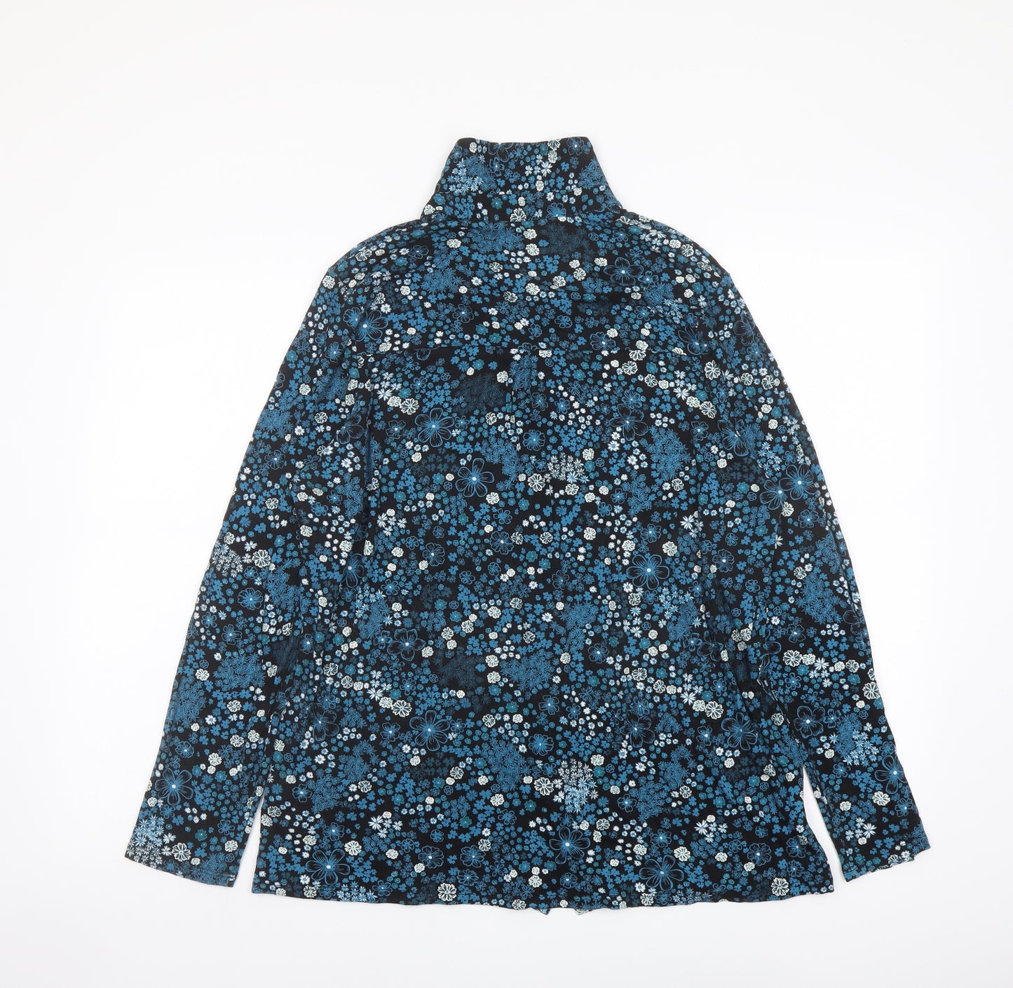 Roman Womens Blue Floral Viscose Basic Blouse Size 14 Collared