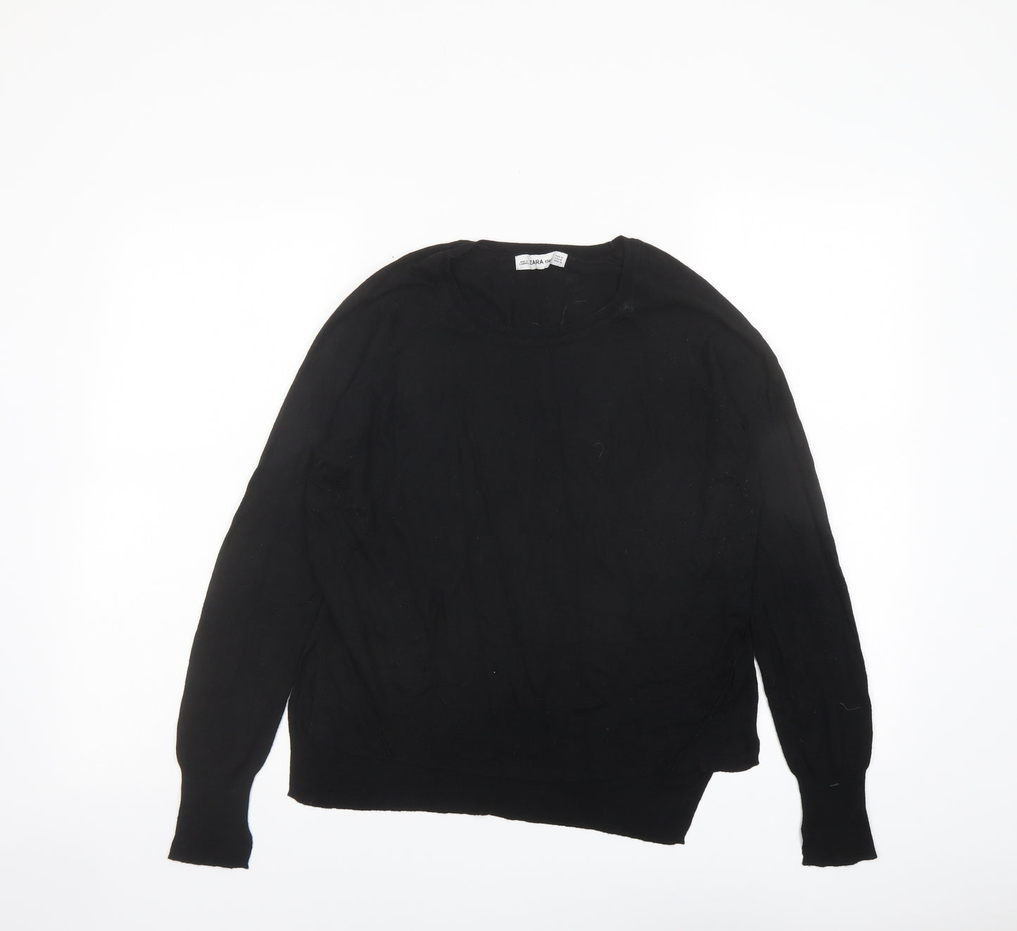 Zara Womens Black Round Neck Acrylic Pullover Jumper Size M