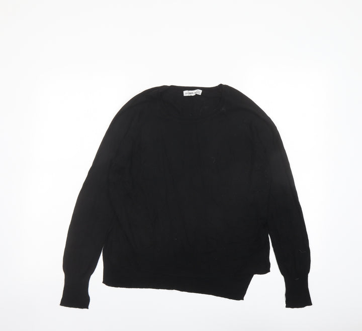 Zara Womens Black Round Neck Acrylic Pullover Jumper Size M
