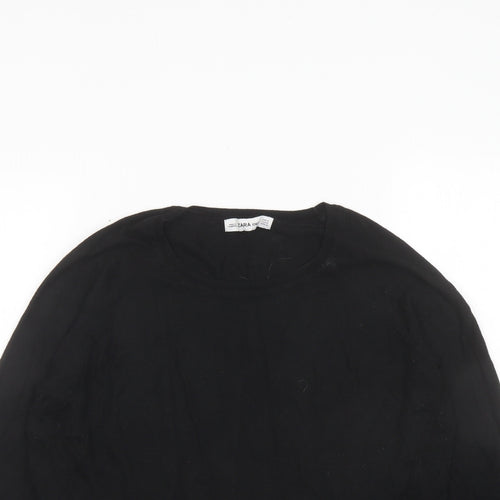 Zara Womens Black Round Neck Acrylic Pullover Jumper Size M