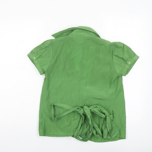 Zara Womens Green Polyester Wrap Blouse Size M V-Neck