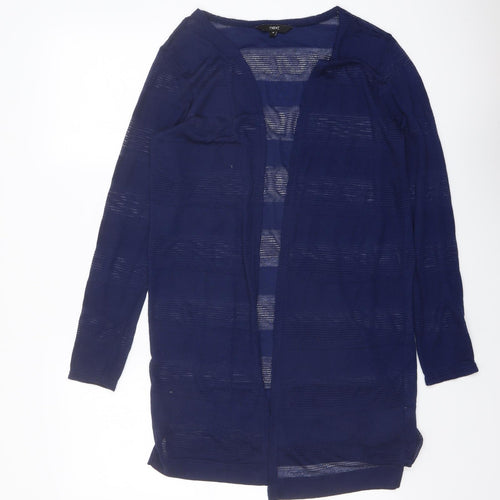 NEXT Womens Blue V-Neck Striped Polyester Cardigan Jumper Size 10