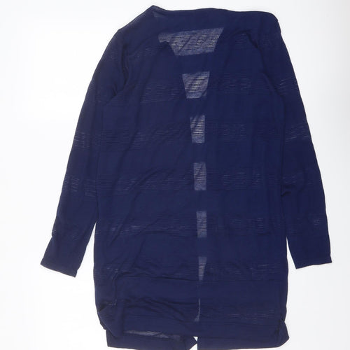 NEXT Womens Blue V-Neck Striped Polyester Cardigan Jumper Size 10
