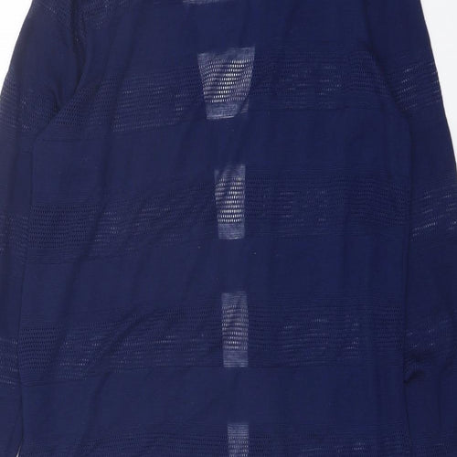 NEXT Womens Blue V-Neck Striped Polyester Cardigan Jumper Size 10