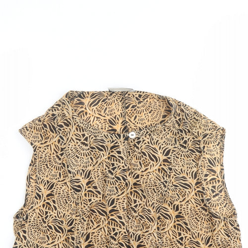 Claudia Stráter Womens Brown Geometric Viscose Basic Blouse Size 14 Henley