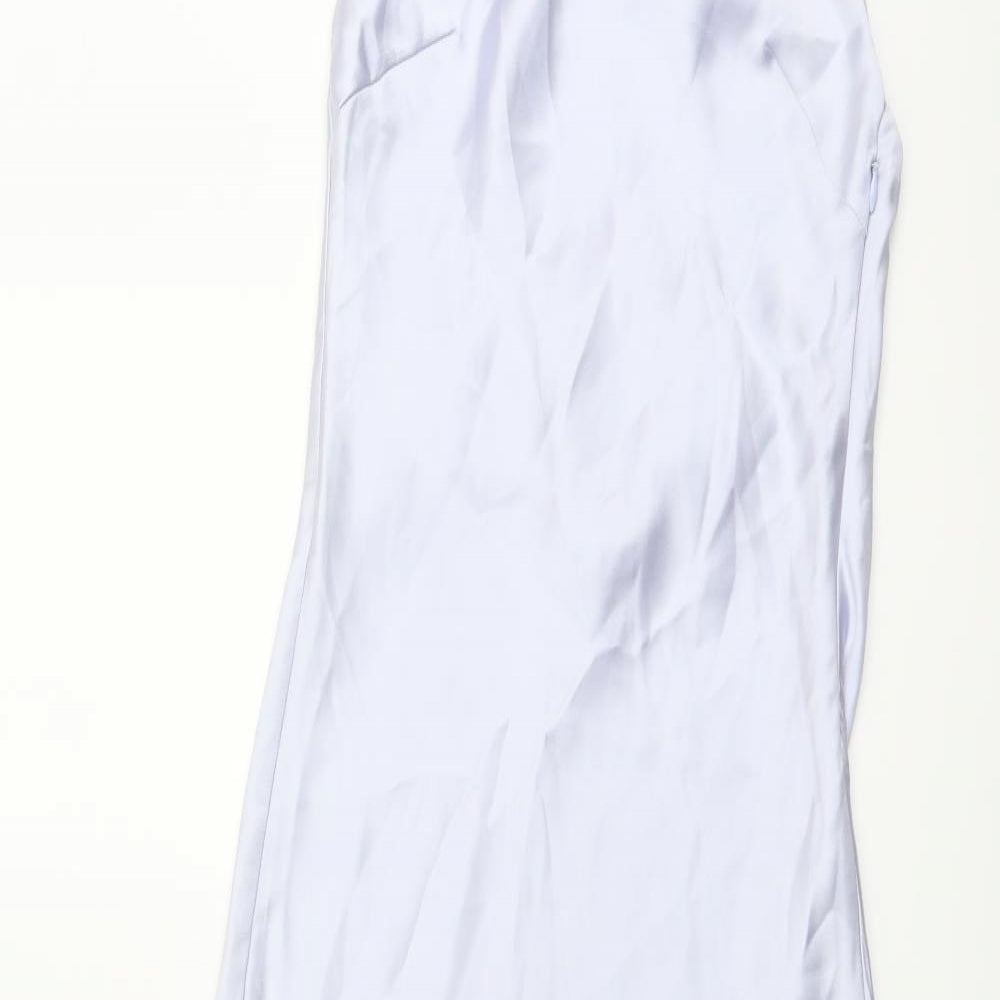 Zara Womens Blue Polyester Maxi Size S Halter Zip