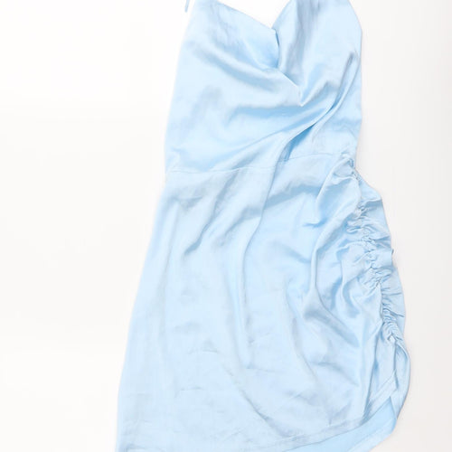 Cider Womens Blue Polyester Slip Dress Size S Halter Tie