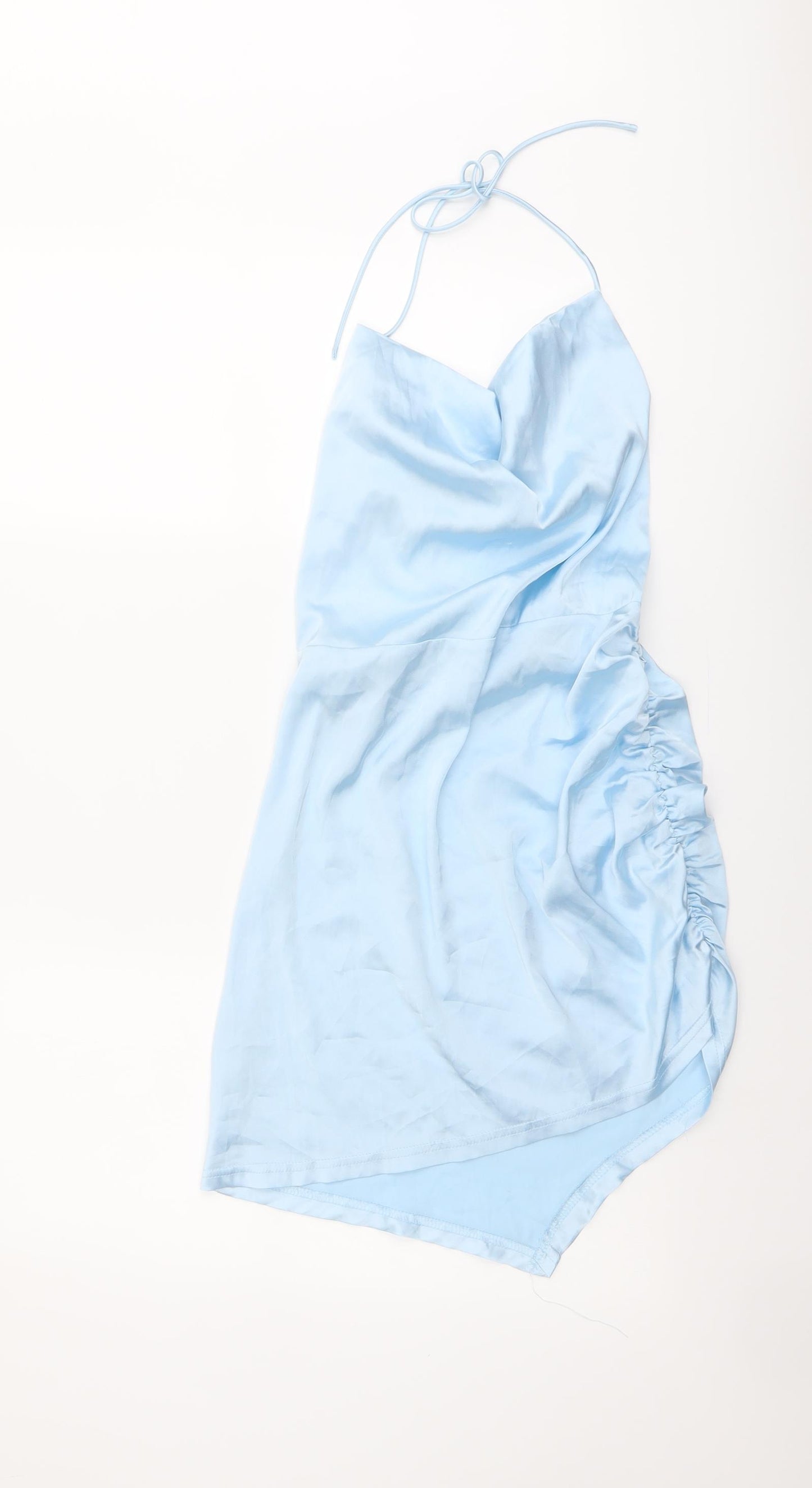 Cider Womens Blue Polyester Slip Dress Size S Halter Tie