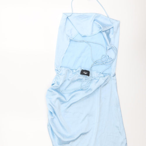 Cider Womens Blue Polyester Slip Dress Size S Halter Tie