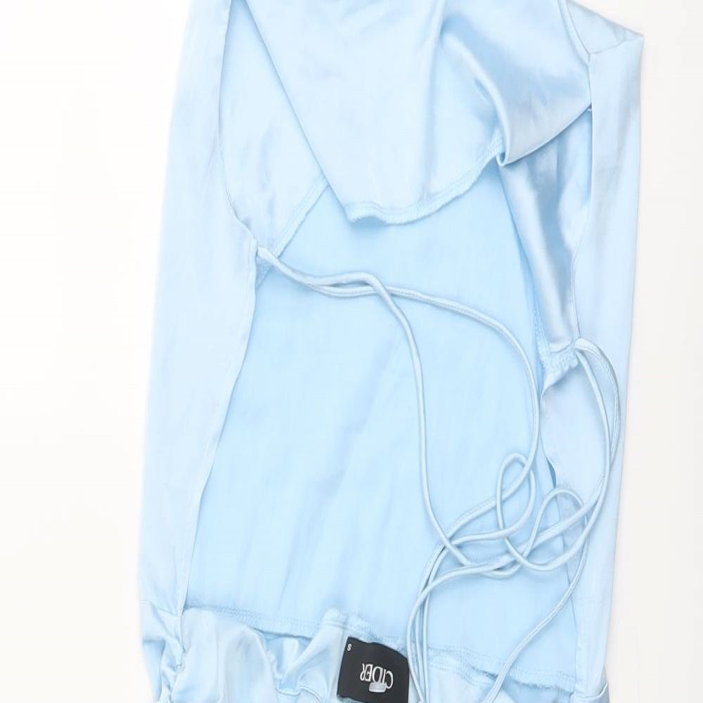 Cider Womens Blue Polyester Slip Dress Size S Halter Tie