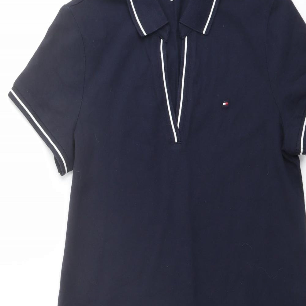 Tommy Hilfiger Womens Blue Cotton A-Line Size S Collared Pullover
