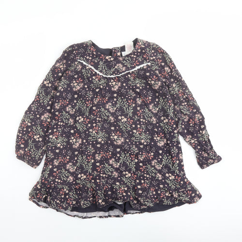 The Prairie Girls Multicoloured Floral Viscose Trapeze & Swing Size 7 Years Round Neck Button