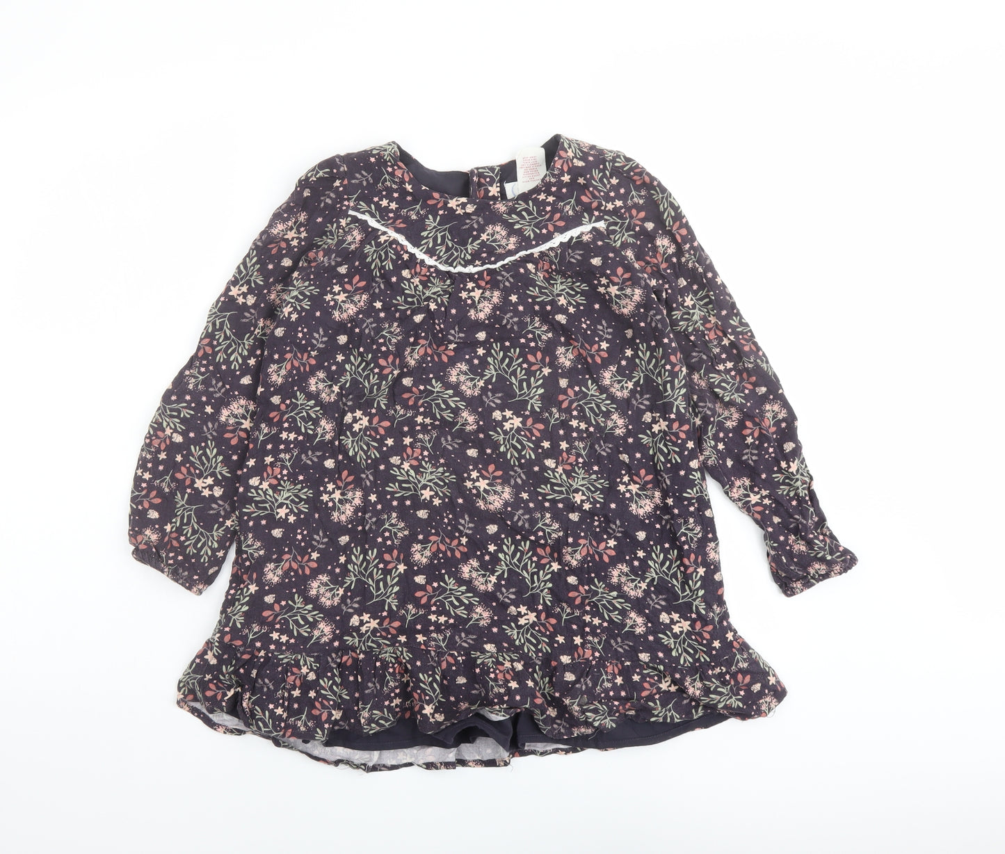 The Prairie Girls Multicoloured Floral Viscose Trapeze & Swing Size 7 Years Round Neck Button