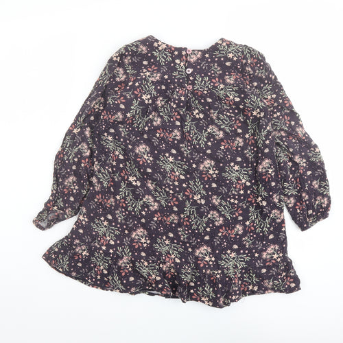 The Prairie Girls Multicoloured Floral Viscose Trapeze & Swing Size 7 Years Round Neck Button