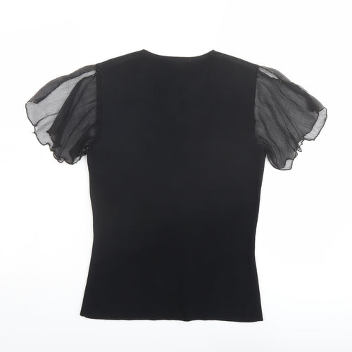 CC Womens Black Viscose Basic Blouse Size S V-Neck